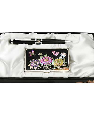 螺鈿ボールペン 名刺 2種セット 菊花
