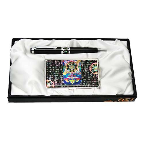 Mother-of-Pearl Ballpoint Pen and Business Card Case Set - Sijo Dancheong