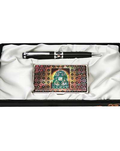 Mother-of-Pearl Ballpoint Pen and Business Card Set - Queen Sondok Bell