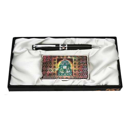 Mother-of-Pearl Ballpoint Pen and Business Card Set - Queen Sondok Bell