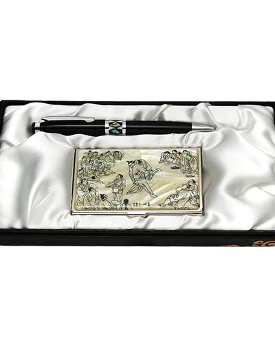 Abalone Shell Ballpoint Pen and Business Card 2-Piece Set - Ssireum