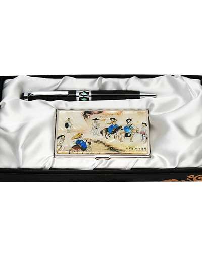 Mother-of-Pearl Ballpoint Pen & Business Card 2-Piece Set - Yeonsodalcheong