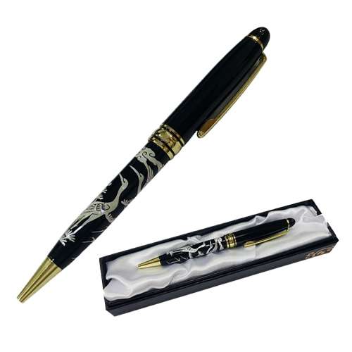 Natural Mother-of-Pearl Ballpoint Pen - Cranes and Pine