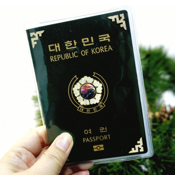 [Overseas Travel] Hibiscus Mother-of-Pearl Passport Sticker + Clear Passport Case