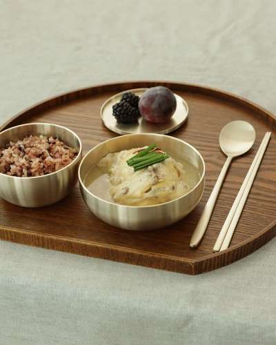 Myeongseong Yugi Bangja 1-Person Wonang Set - Rice Bowl & Soup Bowl Brass Dinnerware Set