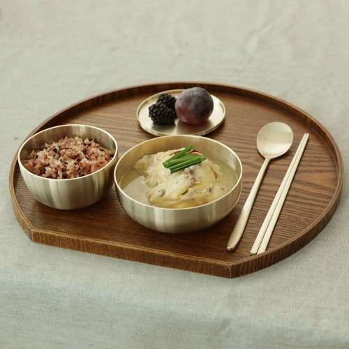 Myeongseong Yugi Bangja 1-Person Wonang Set - Rice Bowl & Soup Bowl Brass Dinnerware Set