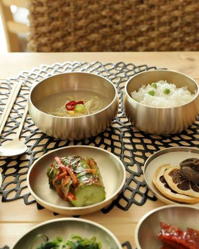 Myeongseong Yugi Bangjja Practical Single-Serving Dinnerware Set Brass Bowl Set Short-Legged Table Setting