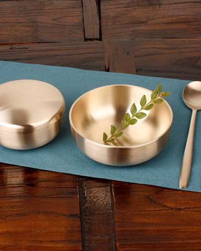 [Myeongseong Yugi] Bangjja Composite Tableware Single Mandarin Duck Set Brass Dinnerware Set