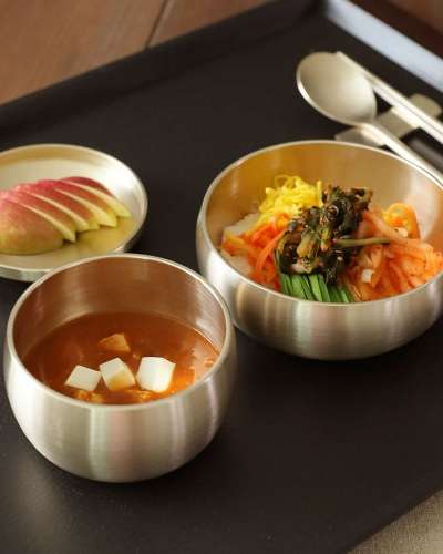 Myungsung Yugi Bangja Practical Shin-Ok Tableware Set Brass Dinnerware Set