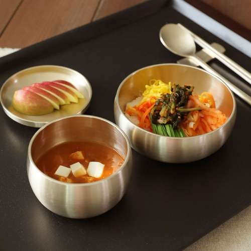 Myungsung Yugi Bangja Practical Shin-Ok Tableware Set Brass Dinnerware Set