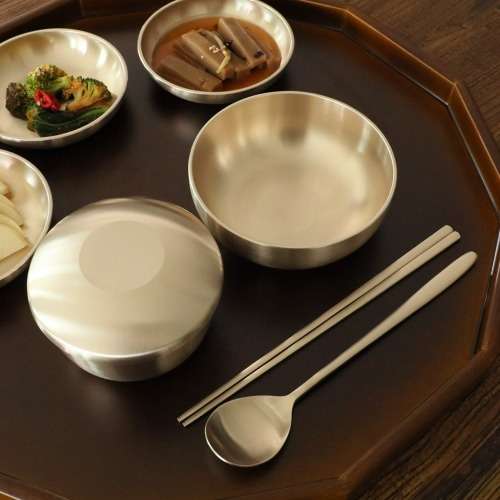 Myeongseong Brass Bangja Tableware 1-Person Mandarin Duck Set Brass Bowls