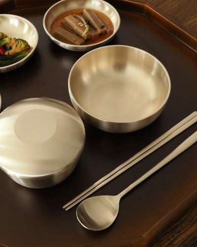 Myeongseong Brass Bangja Tableware 1-Person Mandarin Duck Set Brass Bowls