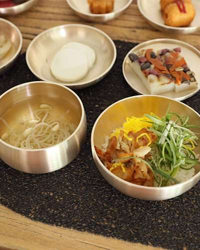 Myeongseong Brass Ware Practical Mandarin Duck Set Bangja Brass Bowl Set
