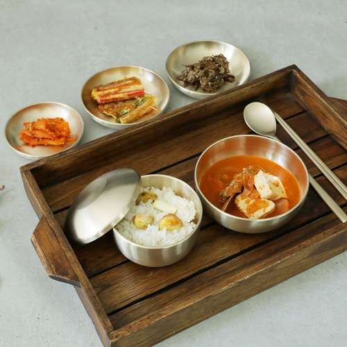 Myeongseong Yugi Bangjja Yugi Single Bapsang Set - Traditional Brass Tableware