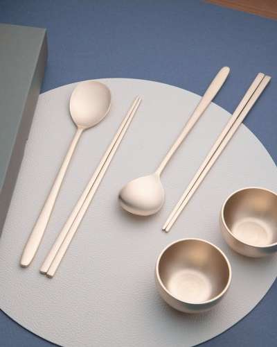 Myeongseong Bangjja Brass Spoon & Cup Set for 2 - Gift Set