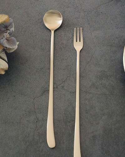 Myeongseong Bangjja Long Spoon Fork Set 2P - Gogung Traditional Brass Ware