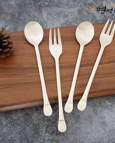 Myeongseong Yugi Bangja Yugi Round Tea Spoon and Tea Fork Set 2p Cutlery Western Tableware Gift