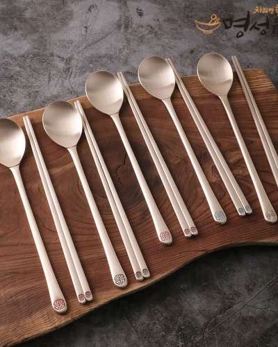 Myungsung Yugi Longevity Character Spoon and Chopstick Set for 5 (5 Colors)