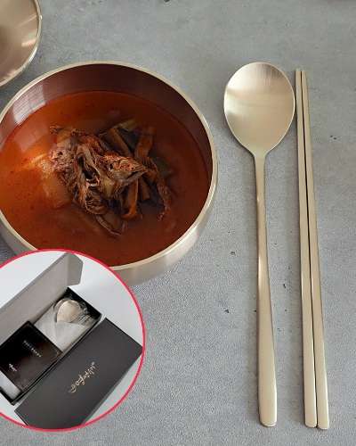 Myeongseong Yugi Straight-Line Spoon and Chopstick Set 1 Pair