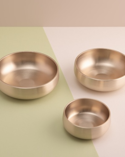 Myungsung Yugi Okjjanggi 3-Piece Set Brass Tableware Bowls