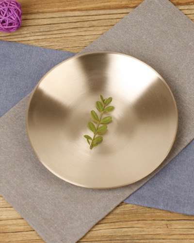 Myungsung Bangja Brass Round Plate (Small) 19.5cm Circular Brass Tableware Set