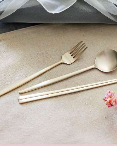 Myeongseong Yugi Round Moon Children's Spoon Fork Set Bangja with Engraving