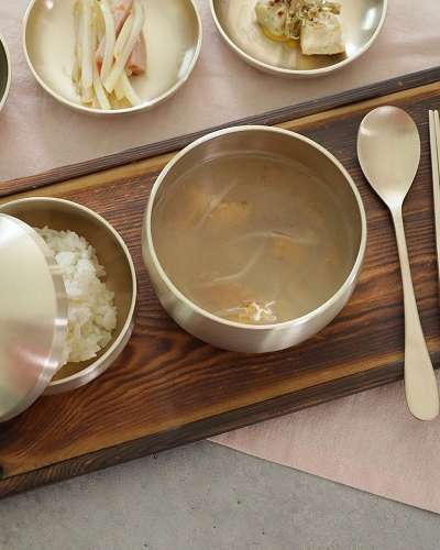 Myeongseong Bangjja Children's Brass Bowl and Spoon Set with Chopsticks