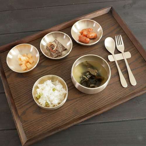 Myeongseong Bangja Traditional Brass Dishes Children's Single Tray Tableware Set