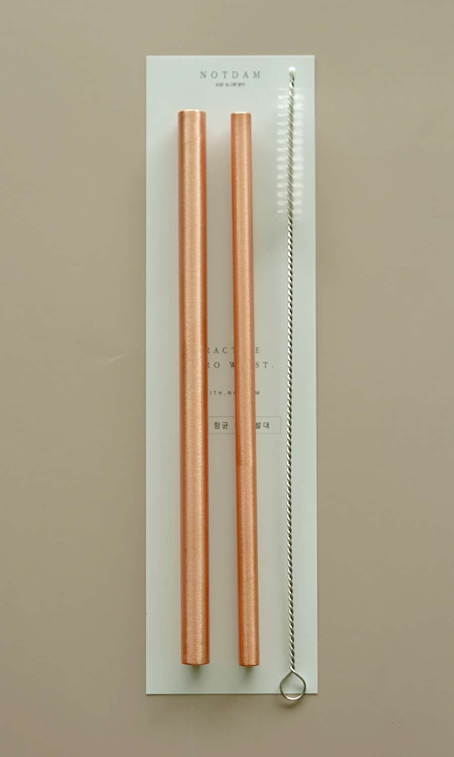 Antibacterial Copper Straws Small+Large SET with Cleaning Brush
