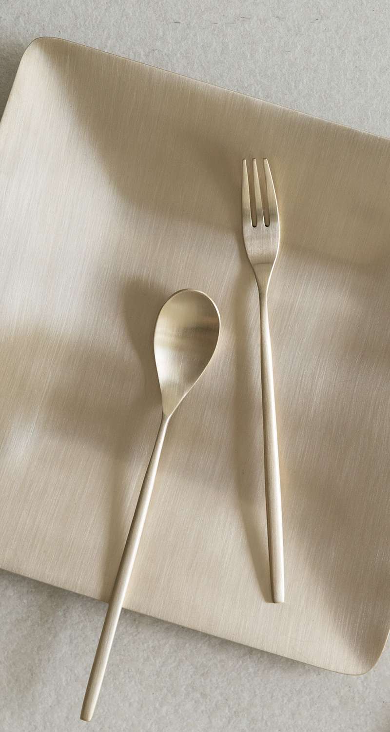 Bangja Yugi Moon-Shaped Tea Spoon & Tea Fork 2-Piece Set