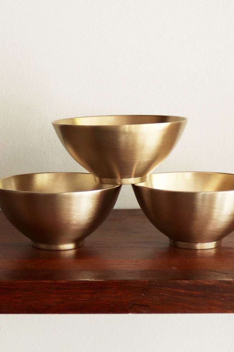 Bangja Yugi Brass Dessert Bowl 3-Piece Set