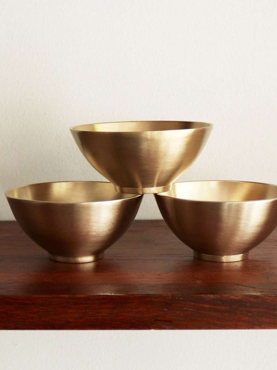 Bangja Yugi Brass Dessert Bowl 3-Piece Set