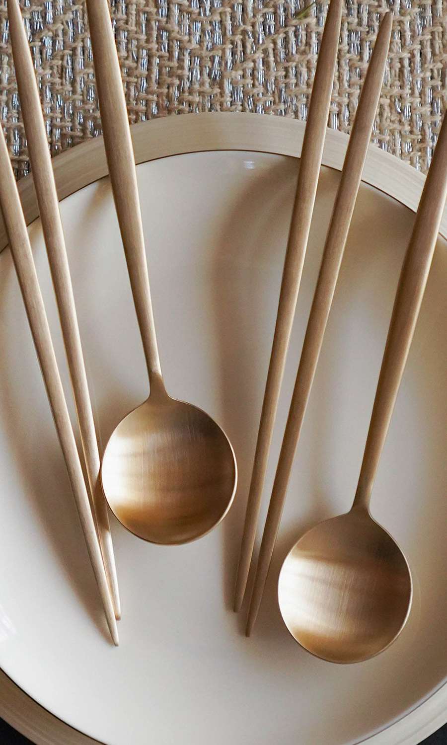 Bangjja Yugi Brass Spoon and Fork Set for 2
