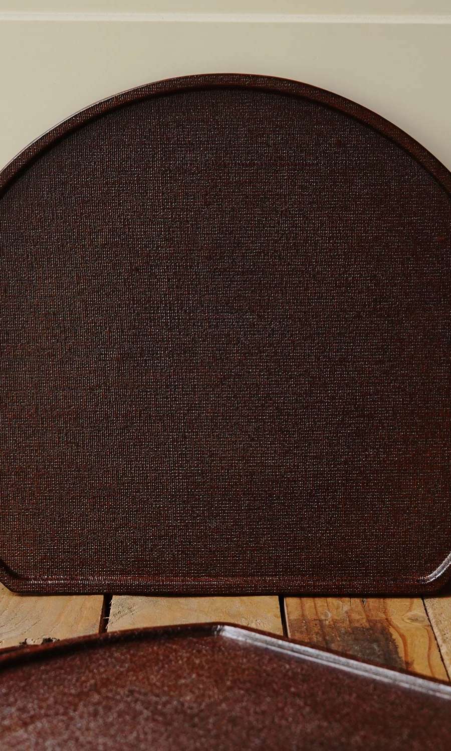 Domestic Lacquer Half-Moon Tray Burgundy