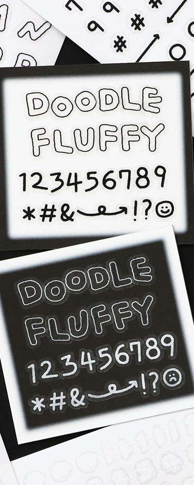 Fluffy Alphabet Number Sticker Pack