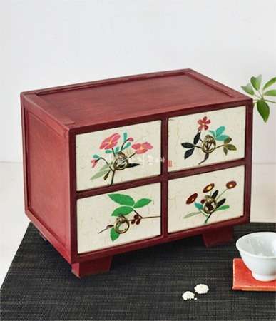 Hanaji Embroidered Mini Drawer Chest (Deep Purple, 4-Drawer)