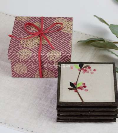 韓紙花刺繍コースター ギフトセット