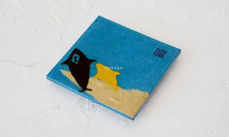 Blue Petroglyph Handmade Hanji Coaster