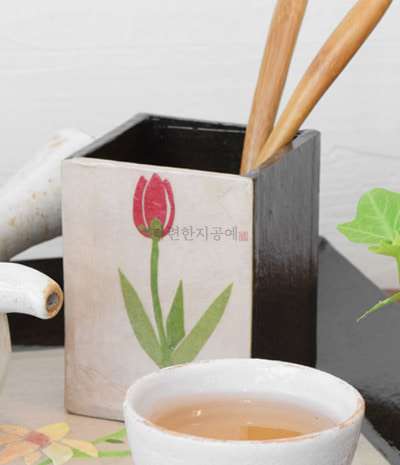 韓紙花刺繍茶匙置き