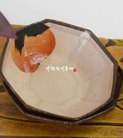 紅柿 凹型 茶托
