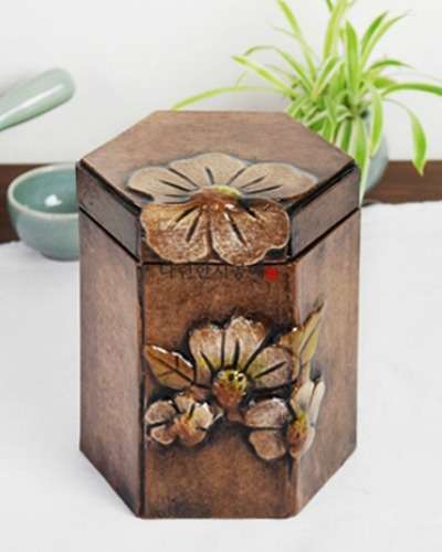 Anemone Flower Hanji Tea Canister (Medium)