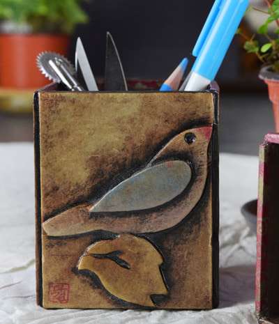 Blue Bird Pencil Holder