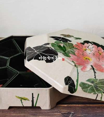 Hanji Folk Art Lotus Painting Gujeolpan