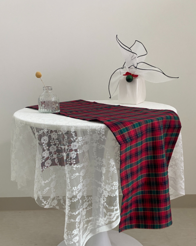 Christmas Red Green Check Table Runner Party Dining Runner