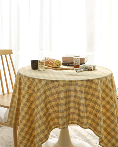 Melange Large Check Yellow Tablecloth 4 Size