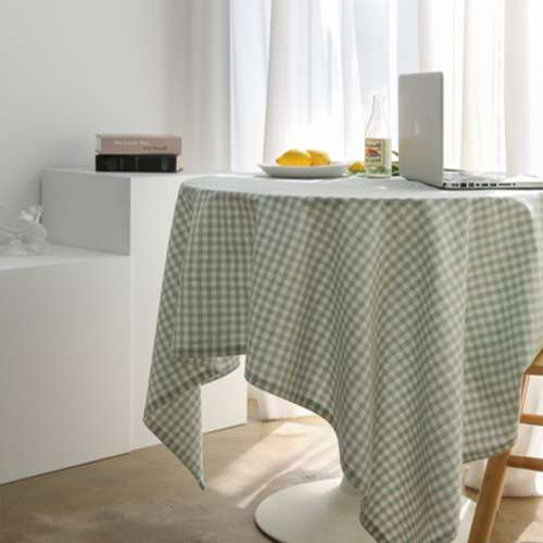 Pure Cotton Small Check Ocean Blue Tablecloth 4 Sizes