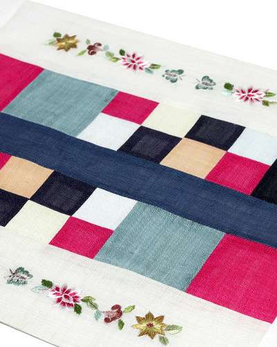Embroidered Pojagi Mat (Five Traditional Colors) - Ramie (45cm x 28cm)