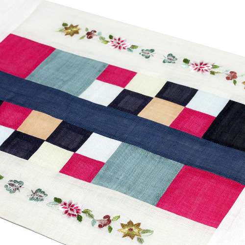 Embroidered Pojagi Mat (Five Traditional Colors) - Ramie (45cm x 28cm)