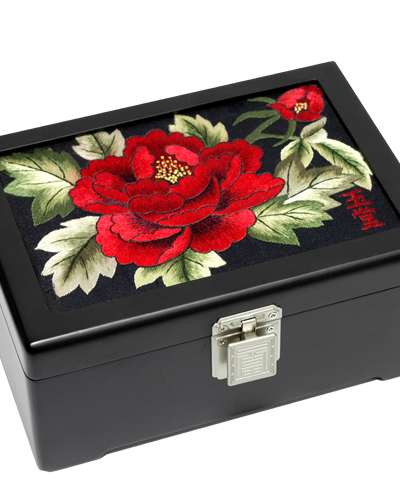 Jewelry Box Large Peony Embroidery (Medium)
