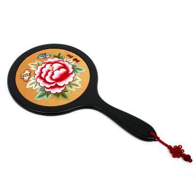 Embroidered Hand Mirror Peony Embroidery (Medium)